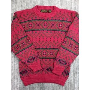 Vintage Eddie Bauer Womens Christmas Fair Isle Heavy Knit Chunky Sweater Small